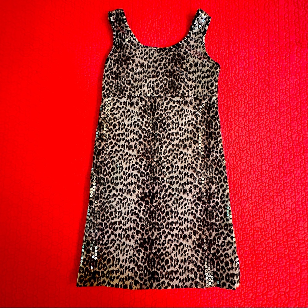 Sister Sam Leopard Print Sequin Dress Girls Sz 12